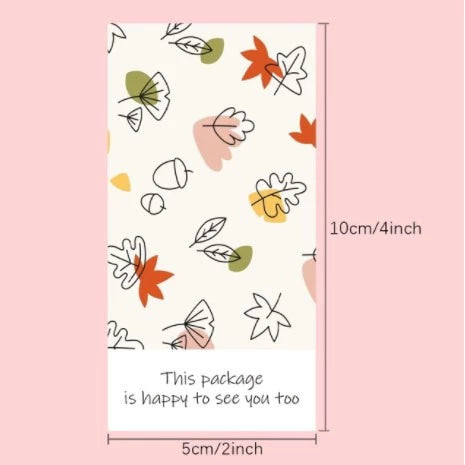 Rectangular green leaf stickers gift box sealed sticker / Rectangle Thankyou gift card
