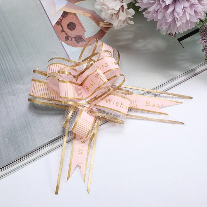 (10pcs) Hand-pulled "BEST WISHES" bows Ribbon gift & wrapping flower ribbon