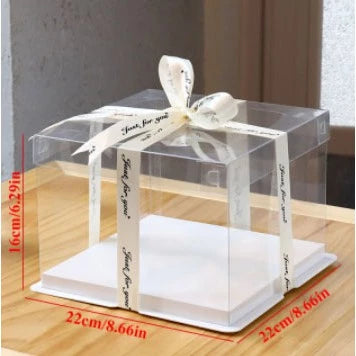 5pcs/set SQUARE Transparent birthday cake box square clear cake box (4/6/8/10/12 inch)