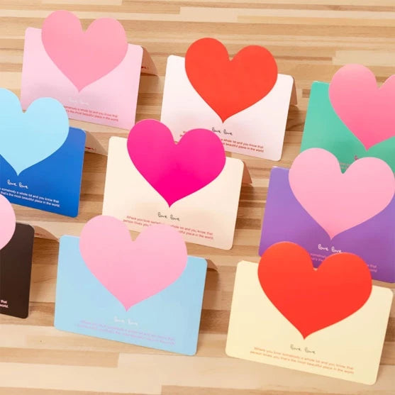 5pcs Heart Greeting Cards Valentine's Day Love Wish Message Card Wedding Mother's Day Events