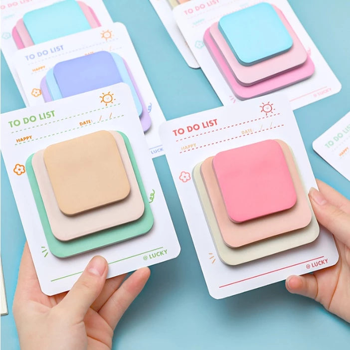 3 Size Square Sticky Notes Creative Paste able 3 Color Paper Memo Pads