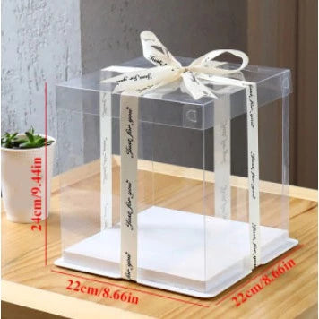 5pcs/set SQUARE Transparent birthday cake box square clear cake box (4/6/8/10/12 inch)