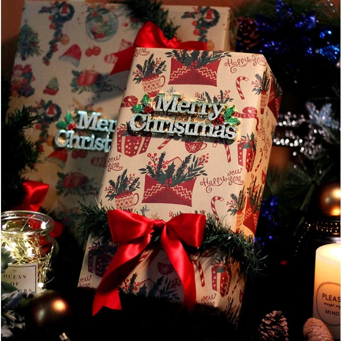 5 Sheets/roll CHRISTMAS Kraft Gift Wrapper Christmas Gift Present Paper Gift paper