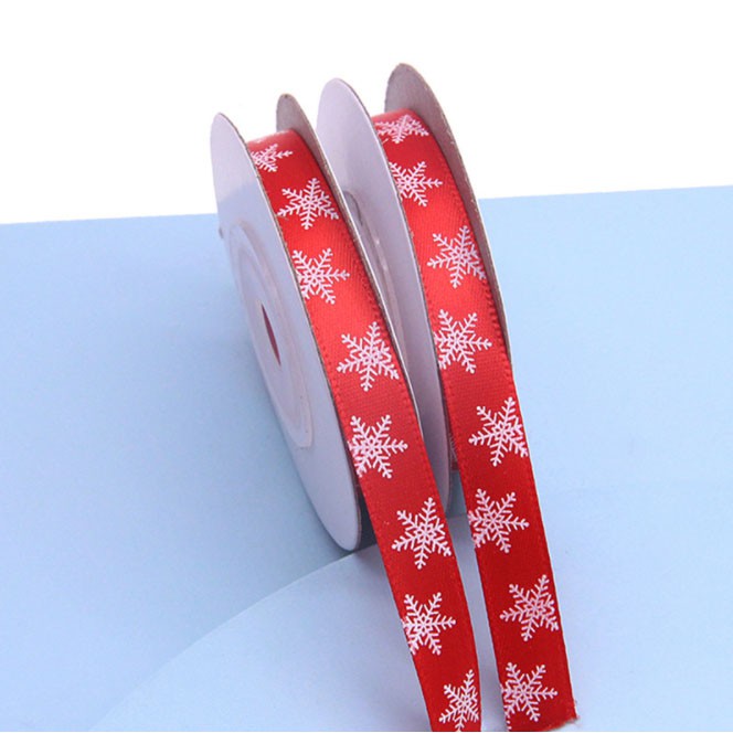 5.4/25Yards DIY Jacquard Christmas Silk Ribbon 1cm Scrapbook Wrapping Xmas Decorations Supplies