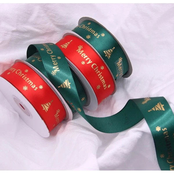25 yards 2.5 cm Christmas Gift ribbon Wrapping merry christmas Gift satin Ribbon