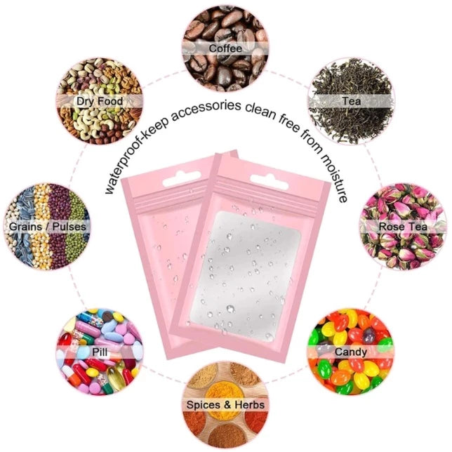 50Pcs/Pack Matte Zip Lock Plastic Bag Aluminum Foil Food Pouch Small Waterproof pouch