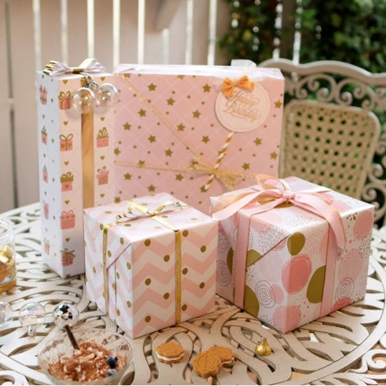 5pcs Glossy coated Paper powder cute baby printed gold birthday gift paper