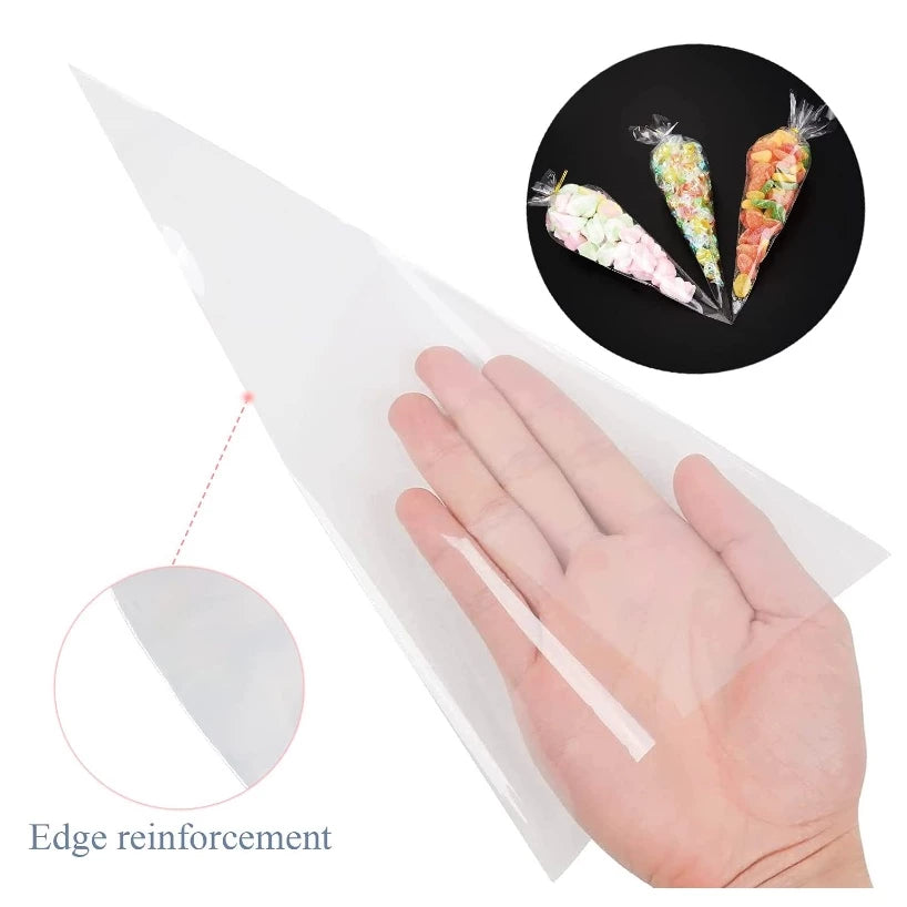 (50pcs) Triangle Transparent Plastic Bag Carrot Candy Bags Kids Birthday Party Decoration