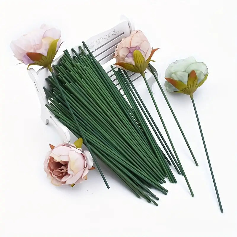 Floral Stem Wire With Tape for DIY Crafts, Artificial Flower Arrangements