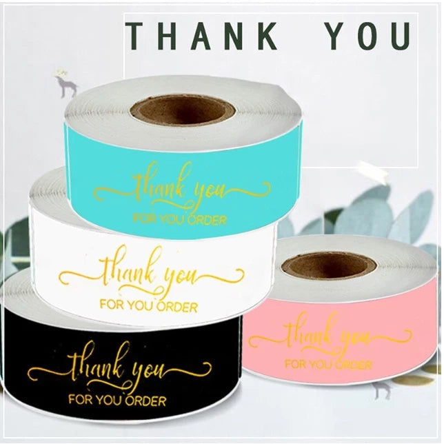 120pcs | THANK YOU rectangular Gold Print thank you sticker tape label