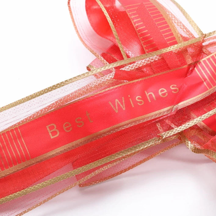 (10pcs) Hand-pulled "BEST WISHES" bows Ribbon gift & wrapping flower ribbon