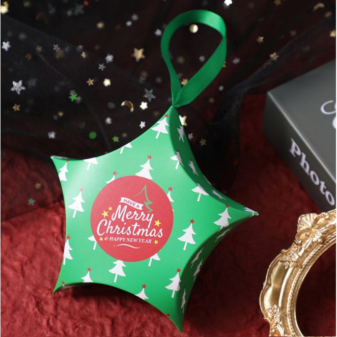 Christmas Party Gift Candy Box (With RIBBON) Xmas Gift Box Star Packaging Box
