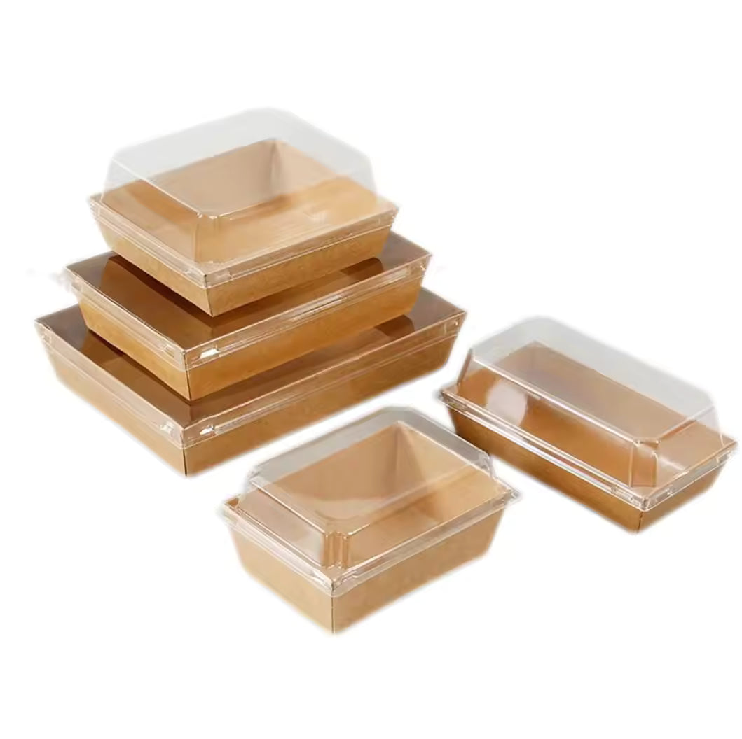 10pcs Transparent Square Cake, Sandwich Kraft Box Pastry Baking Gift Box
