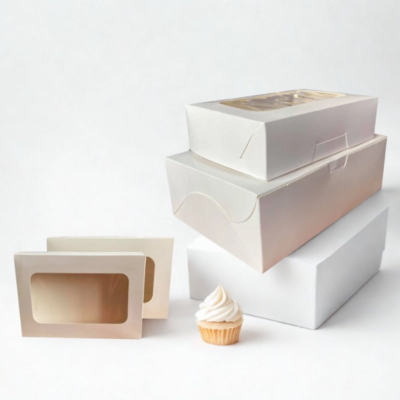 Pastry Box | Cup cake Box (Glossy White or Natural/Kraft) 2 Sizes