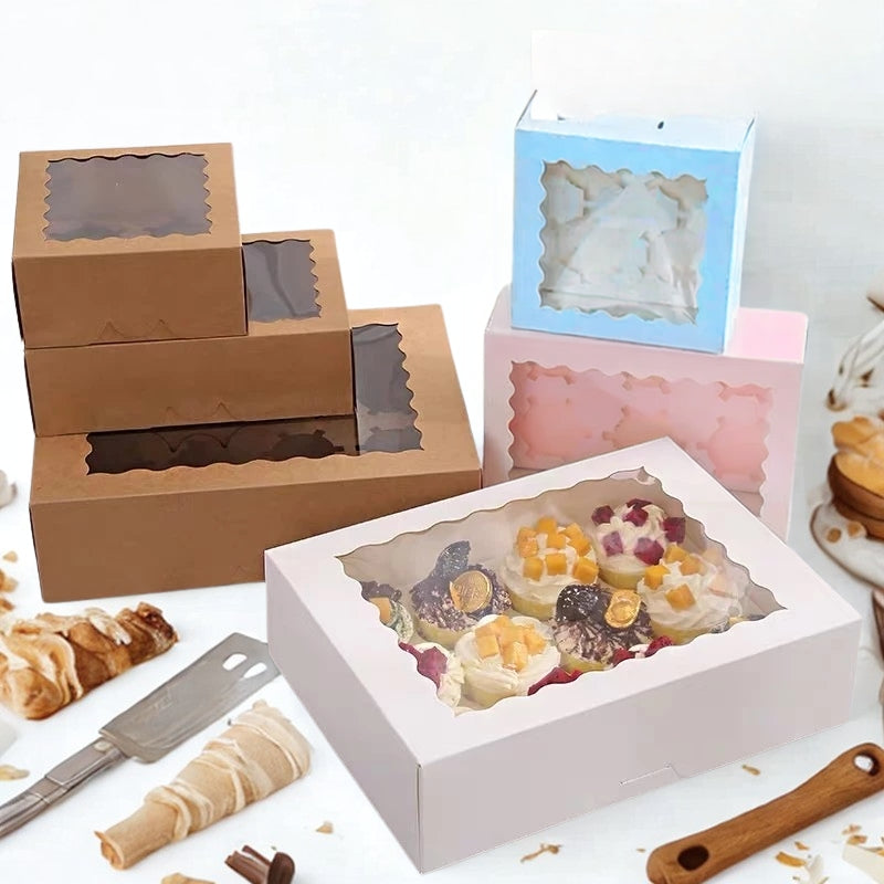 Cupcake/Muffin/Pastry WHITE/BROWN Box NO HANDLE/ WITH INNER Packaging case(2, 4, 6, 12 holes)