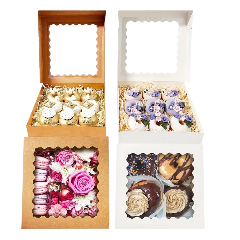 12 holes Cupcake/Muffin/Pastry WHITE/BROWN Box NO HANDLE w/ Inner holder Packaging case