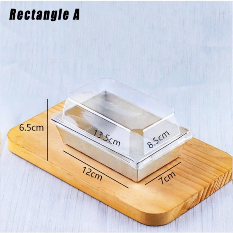10pcs Transparent Square Cake, Sandwich Kraft Box Pastry Baking Gift Box