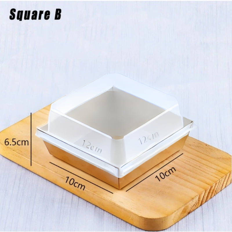 10pcs Transparent Square Cake, Sandwich Kraft Box Pastry Baking Gift Box