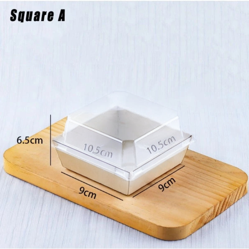 10pcs Transparent Square Cake, Sandwich Kraft Box Pastry Baking Gift Box