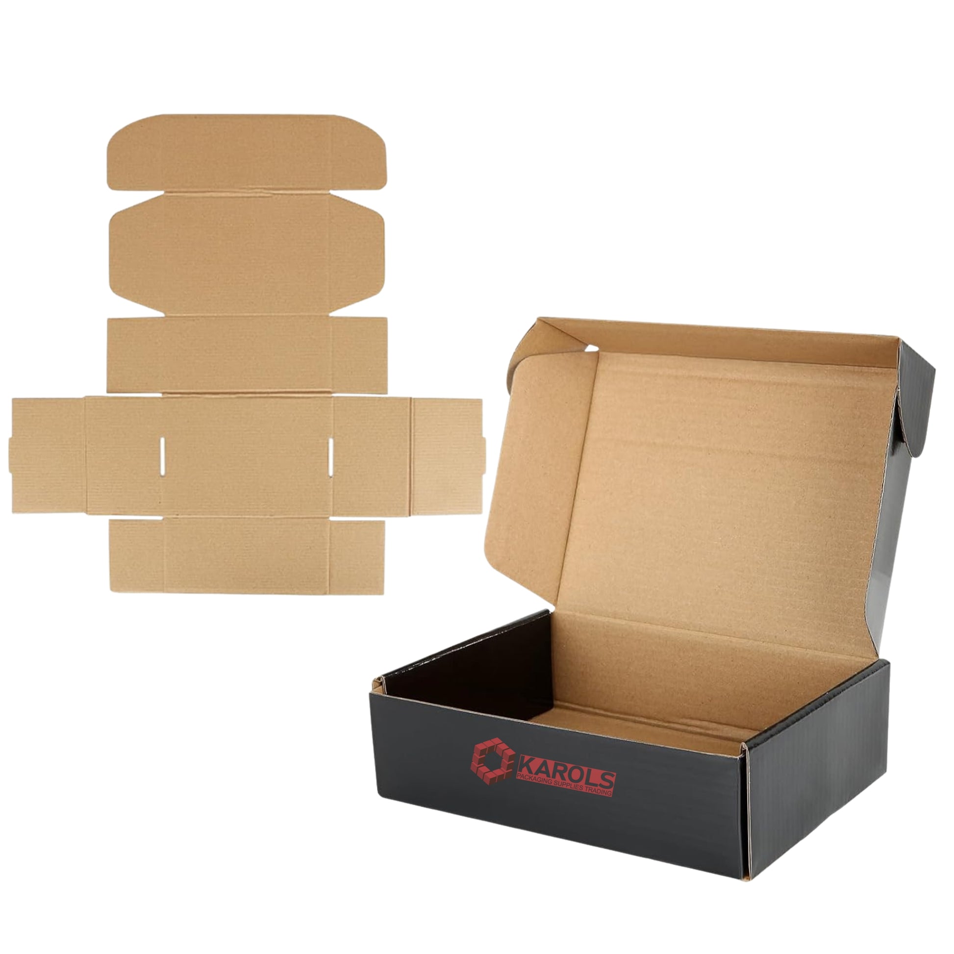 Black Corrugated Mailer Box - Full Color Print | Black/Brown Interior (In Stock)
