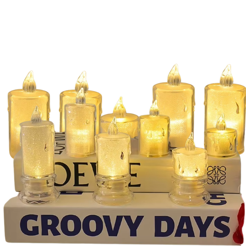 Flameless Tea Lights Candles Transparent Crystal Teardrop LED Candle Lights