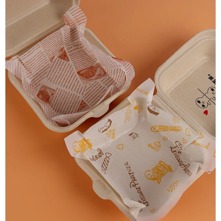 50 Sheets Packaging Pad Paper Bento Cake Box Hamburger Oil-proof Baking Tool 18*18cm