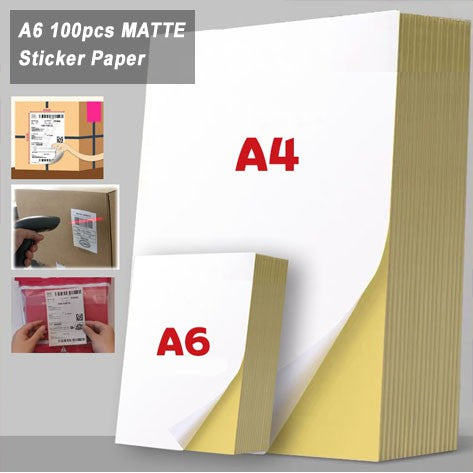 (20 | 100 pcs) Printable Inject Sticker paper Matte, Glossy & Kraft A4 | A6
