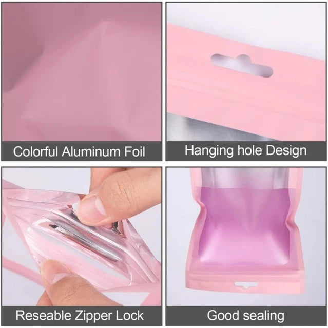 50Pcs/Pack Matte Zip Lock Plastic Bag Aluminum Foil Food Pouch Small Waterproof pouch