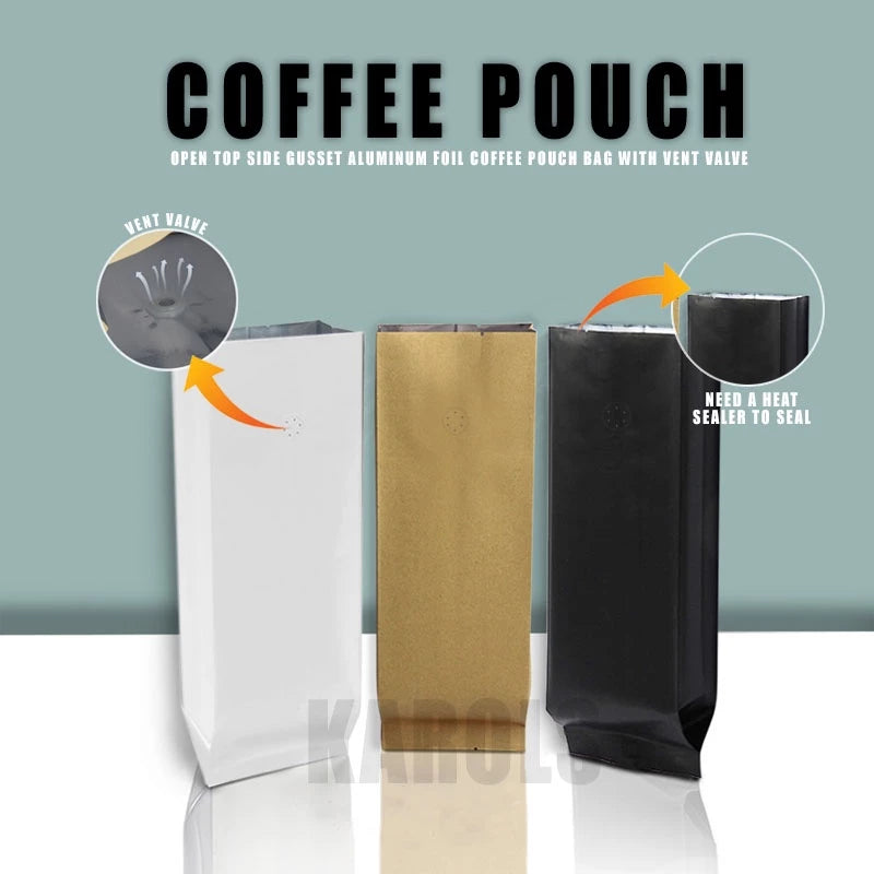 1pc Open Top Aluminum Foil Coffee Pouch bag with valve