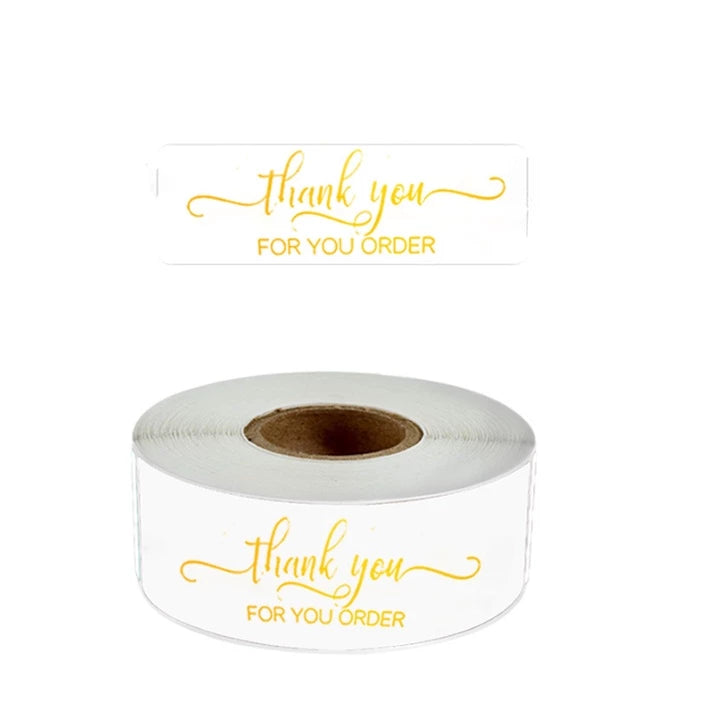 120pcs | THANK YOU rectangular Gold Print thank you sticker tape label