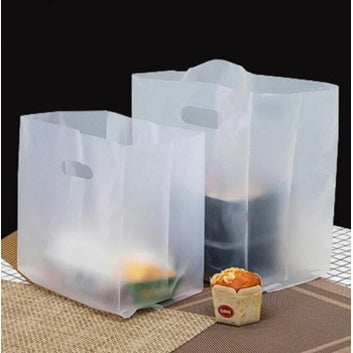 50pcs Design Plastic Bag with handle with design for cake, pastry, meal box, plastic bag