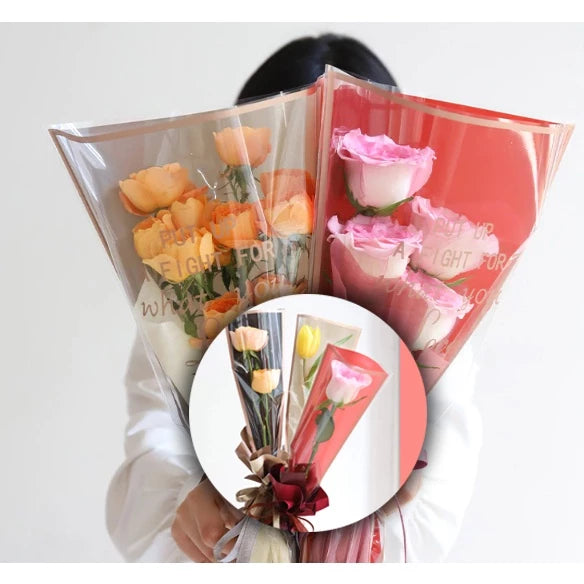 (50pcs) Flower packaging transparent bag Waterproof bouquet packaging bag