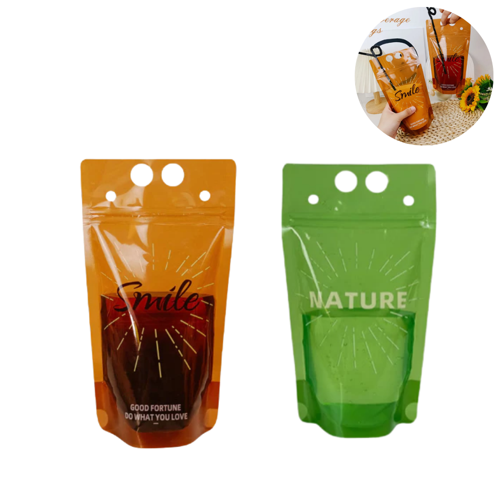 100pcs Disposable beverage bag juice bag self-sealing lemonade milk tea packaging bag