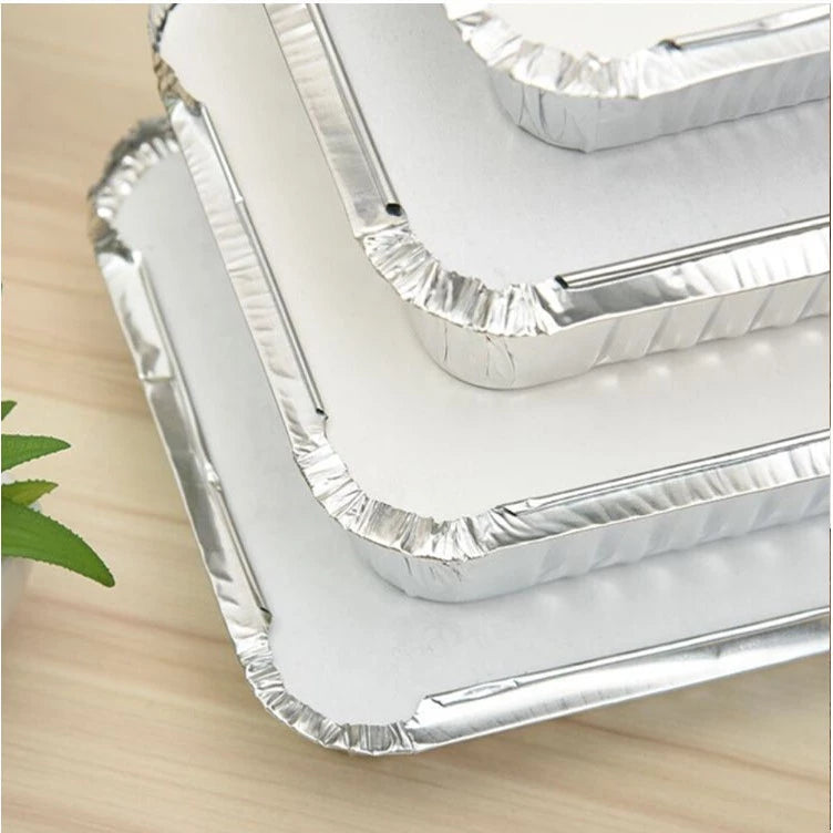 10pcs Aluminum food Trays with Lid disposable lunch box food container Aluminum tray
