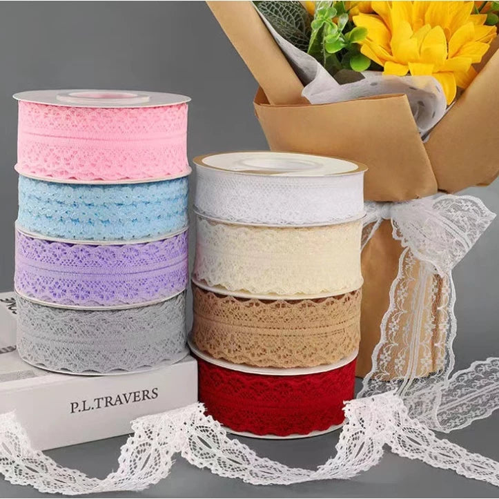 3cm (25Yards) Roll lace ribbon DIY made lace streamer bow edging gift ribbon