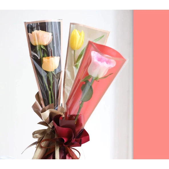 (50pcs) Flower packaging transparent bag Waterproof bouquet packaging bag