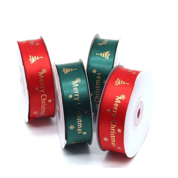25 yards 2.5 cm Christmas Gift ribbon Wrapping merry christmas Gift satin Ribbon