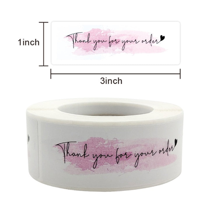 120pcs/Roll Thank You Sticker Rectangle for Label Designs