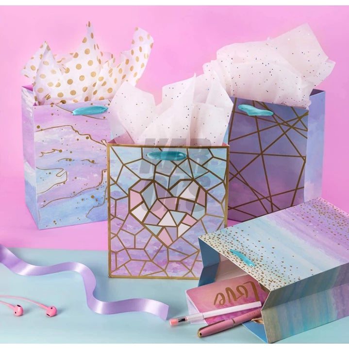 Colorful Marble Pattern Gift Bag Design Paper Bag for Parties, Wedding, Baby Shower