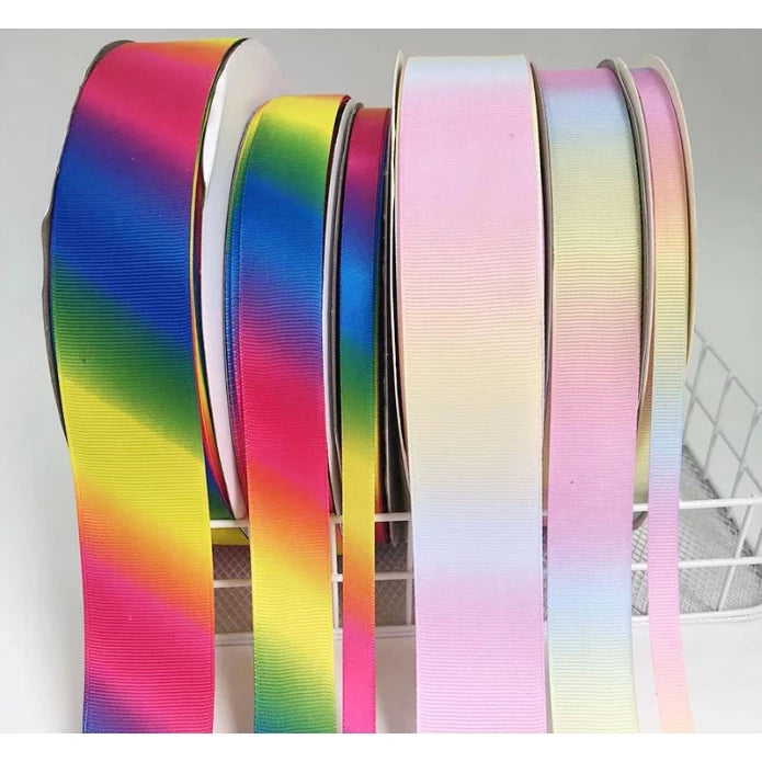 (5 yards) Rainbow GROSGRAIN ribbon wedding celebration holiday celebration decoration Ribbon