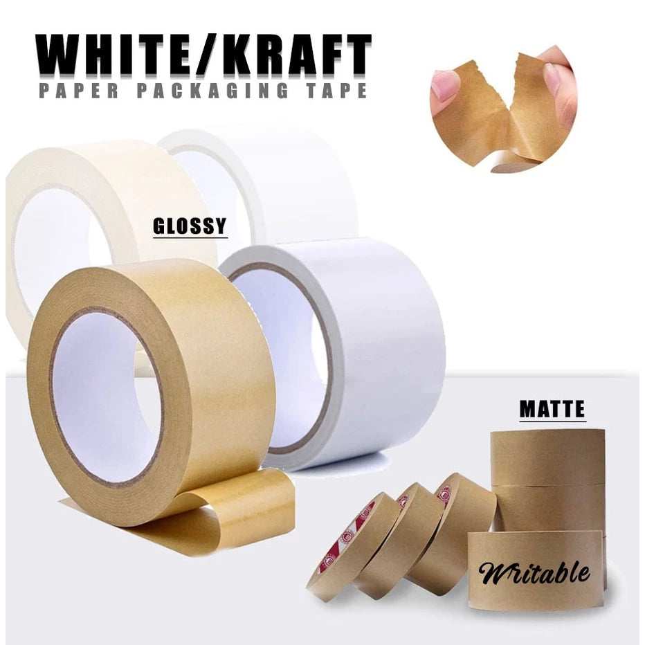 Eco-Friendly White/Kraft Paper Tape Brown paper Tape