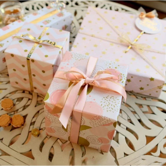 5pcs Glossy coated Paper powder cute baby printed gold birthday gift paper