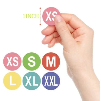 500Pcs/Roll Clothing size stickers Writable Self-Adhesive Round shape Garment Tags