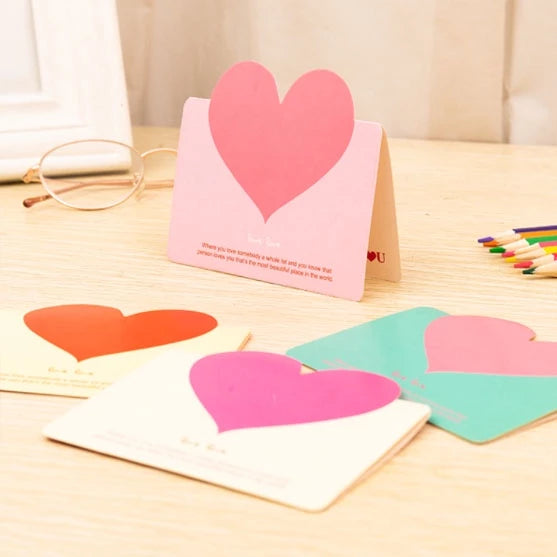 5pcs Heart Greeting Cards Valentine's Day Love Wish Message Card Wedding Mother's Day Events