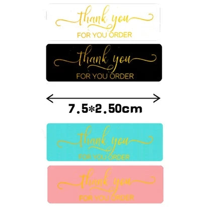 120pcs | THANK YOU rectangular Gold Print thank you sticker tape label