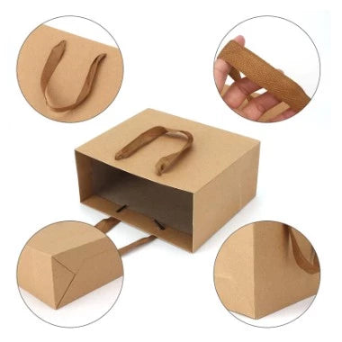 1 Pc (BROWN) Gift Bag with Handles Craft Package Paper Gift Box Jewelry Birthday Packing Bags
