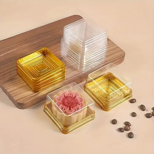 50pcs Plastic Dome Round And Square / Cake Blister Box Container Pastry Packing Box