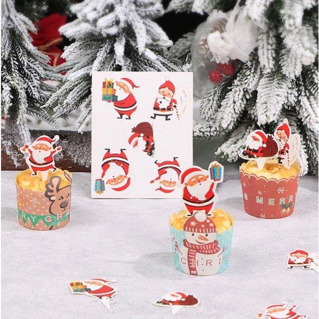50pcs | Christmas Cupcake Paper Cup Oilproof Cupcake Liner Muffin Baking Cup Tray