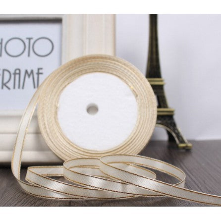 (25 Yards/roll) 6mm Gold Edge Ribbon Satin Ribbons Gift Packing Christmas Ribbons Wedding Party Deco