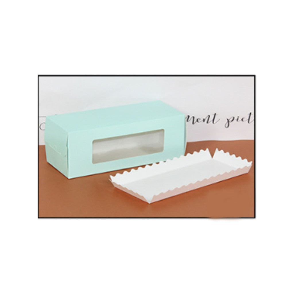 Cake roll window box with tray/pastry / long roll packaging box transparent window paper cake box
